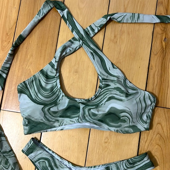 Green bikini with mesh bottom cover up - Picture 7 of 7